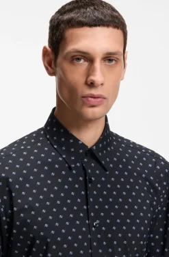 Regular-fit shirt in printed performance-stretch jersey