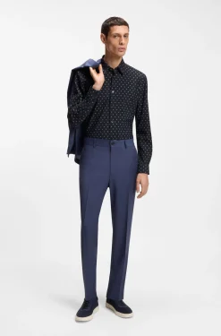 Regular-fit shirt in printed performance-stretch jersey