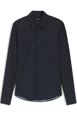 Regular-fit shirt in printed performance-stretch jersey