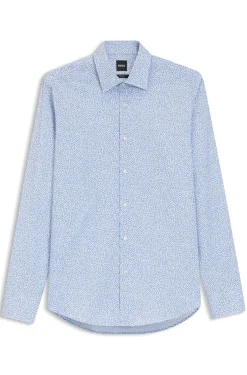 Regular-fit shirt in printed stretch cotton