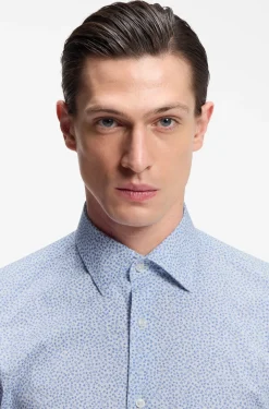 Regular-fit shirt in printed stretch cotton