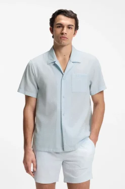 Regular-fit shirt in seersucker fabric