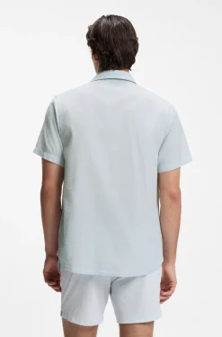 Regular-fit shirt in seersucker fabric