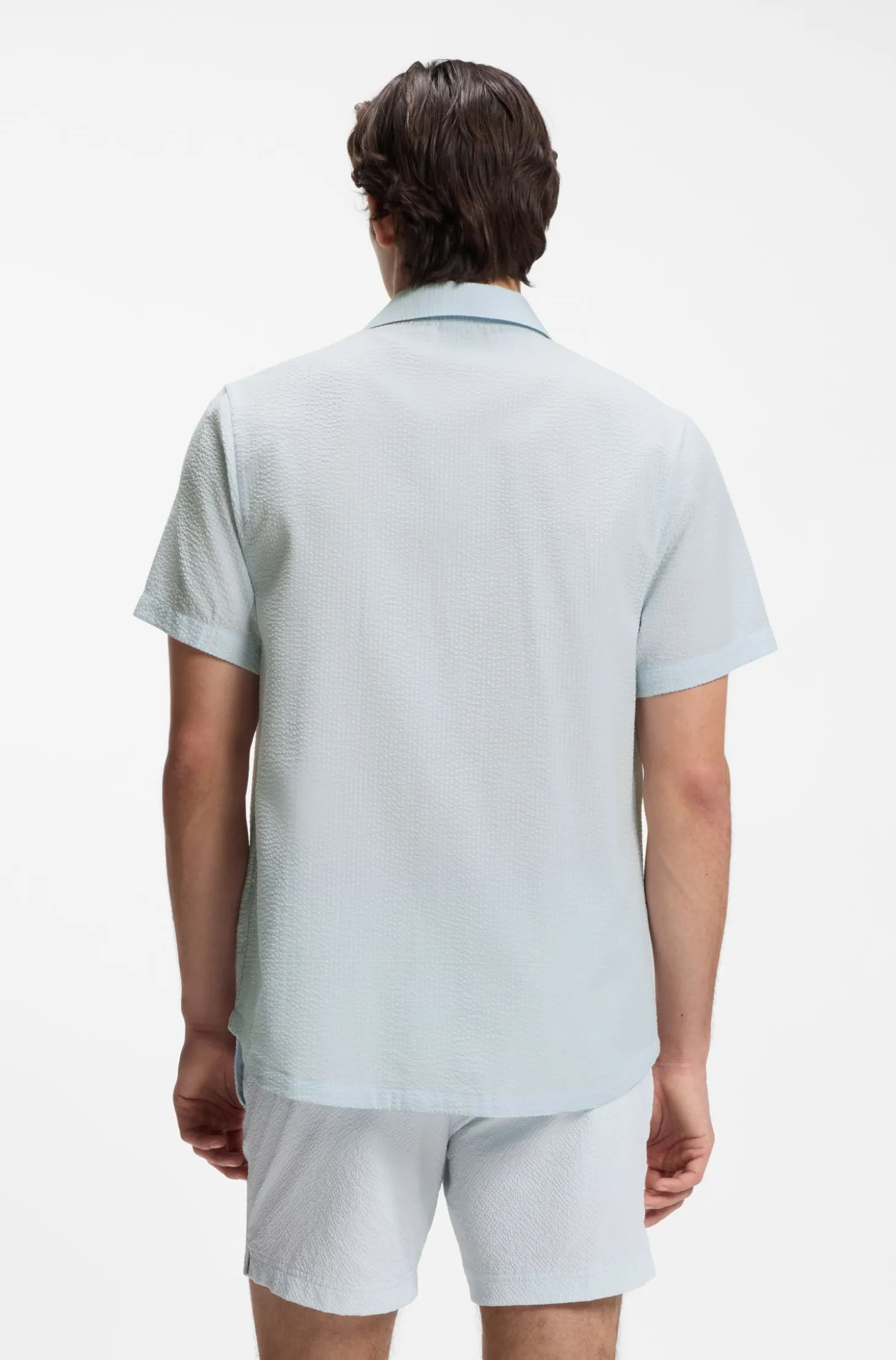 Regular-fit shirt in seersucker fabric