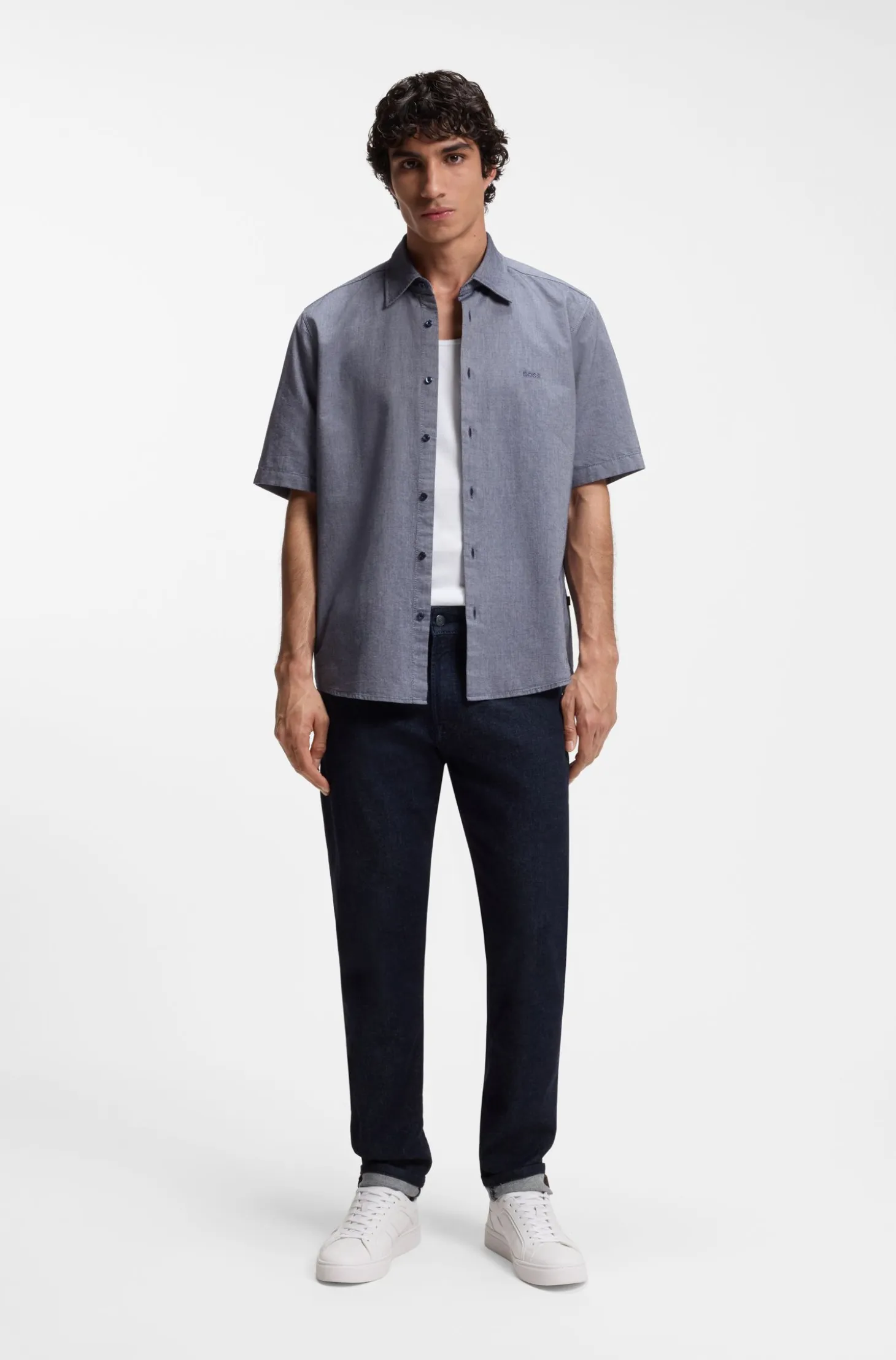 Regular-fit shirt in soft-washed Oxford cotton