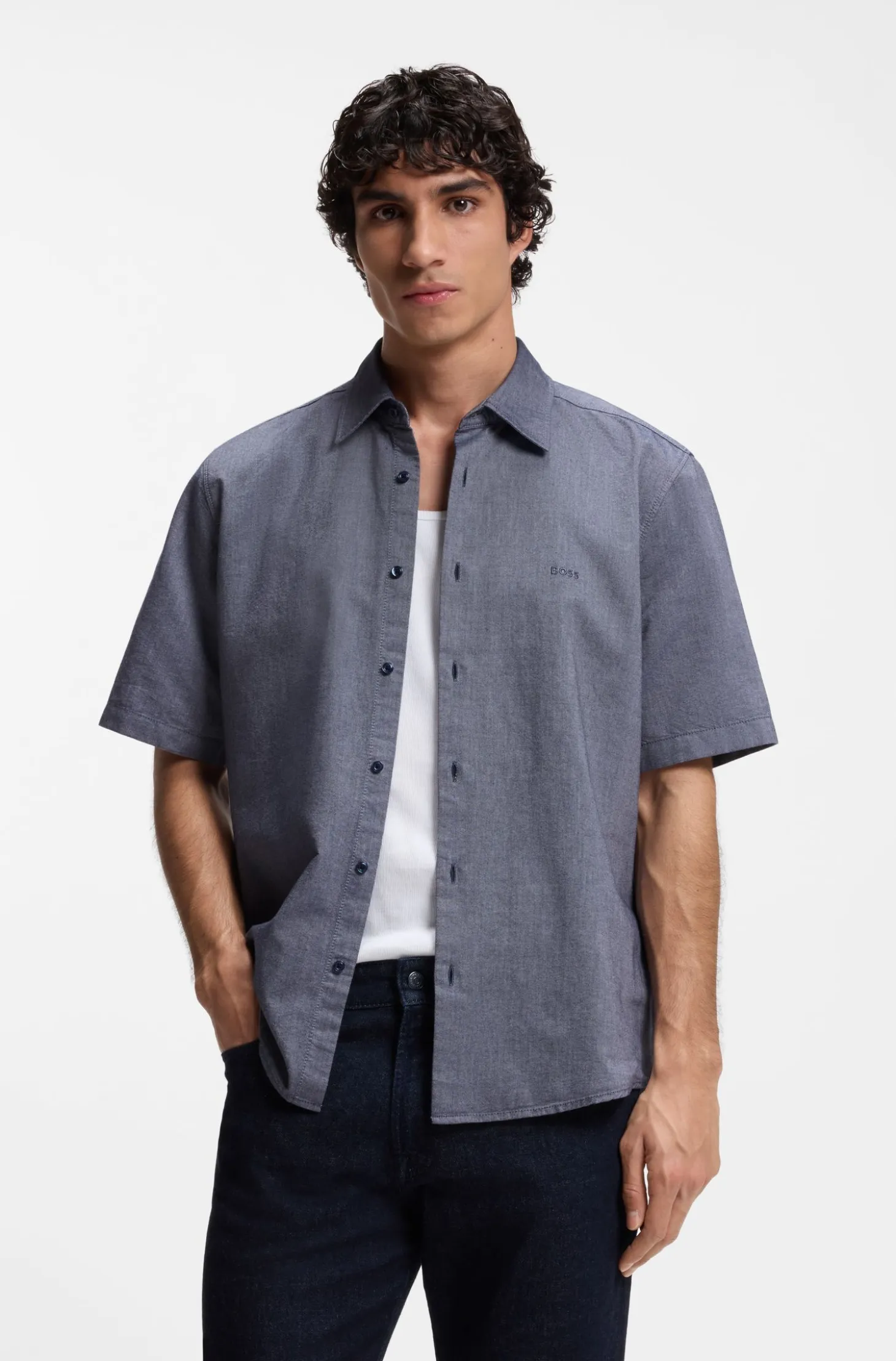 Regular-fit shirt in soft-washed Oxford cotton