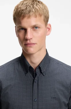 Regular-fit shirt in stretch-cotton with Vichy check