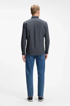 Regular-fit shirt in stretch-cotton with Vichy check