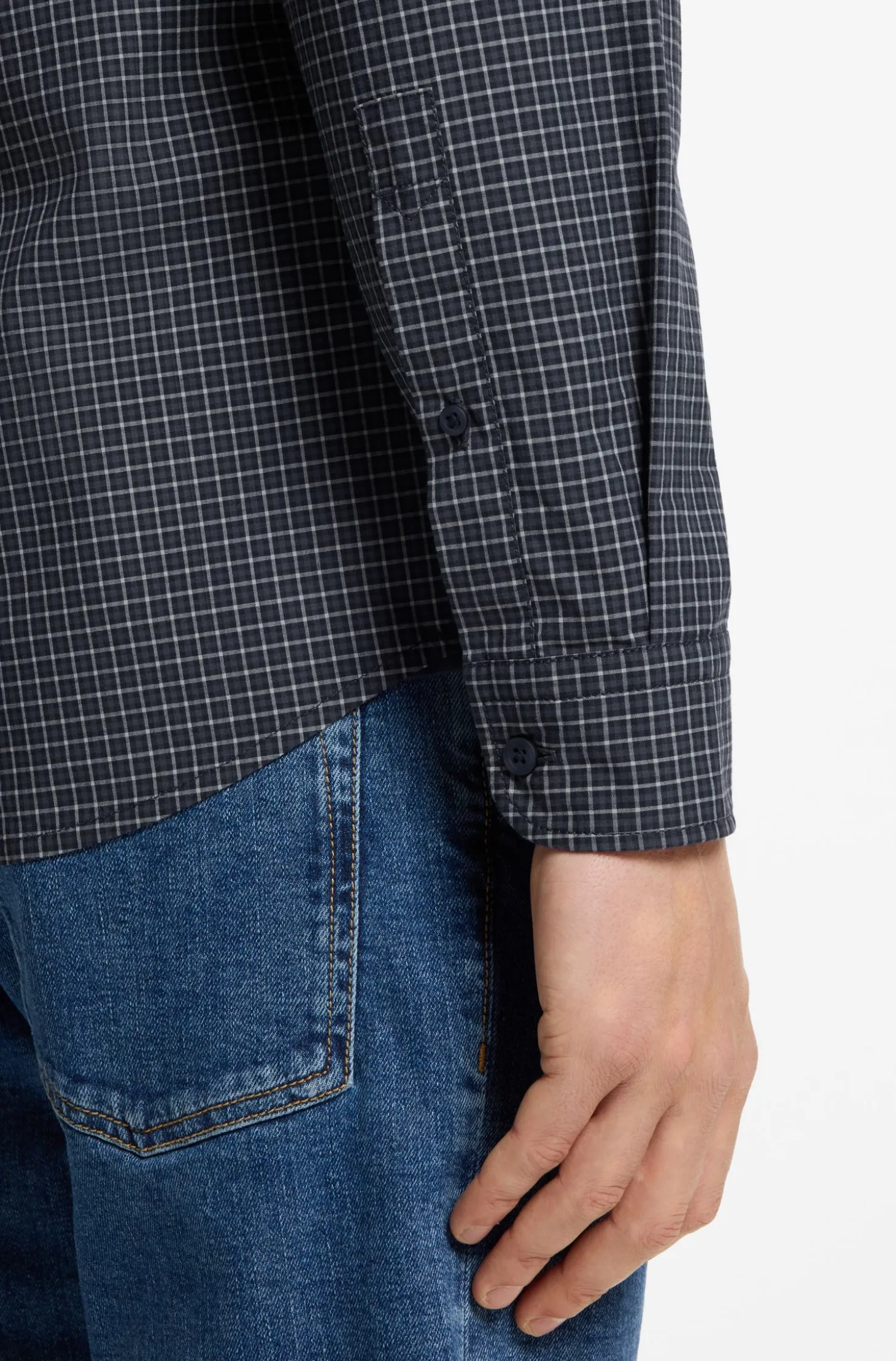 Regular-fit shirt in stretch-cotton with Vichy check