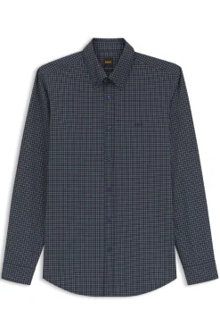 Regular-fit shirt in stretch-cotton with Vichy check