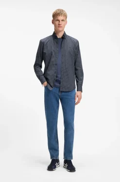 Regular-fit shirt in stretch-cotton with Vichy check