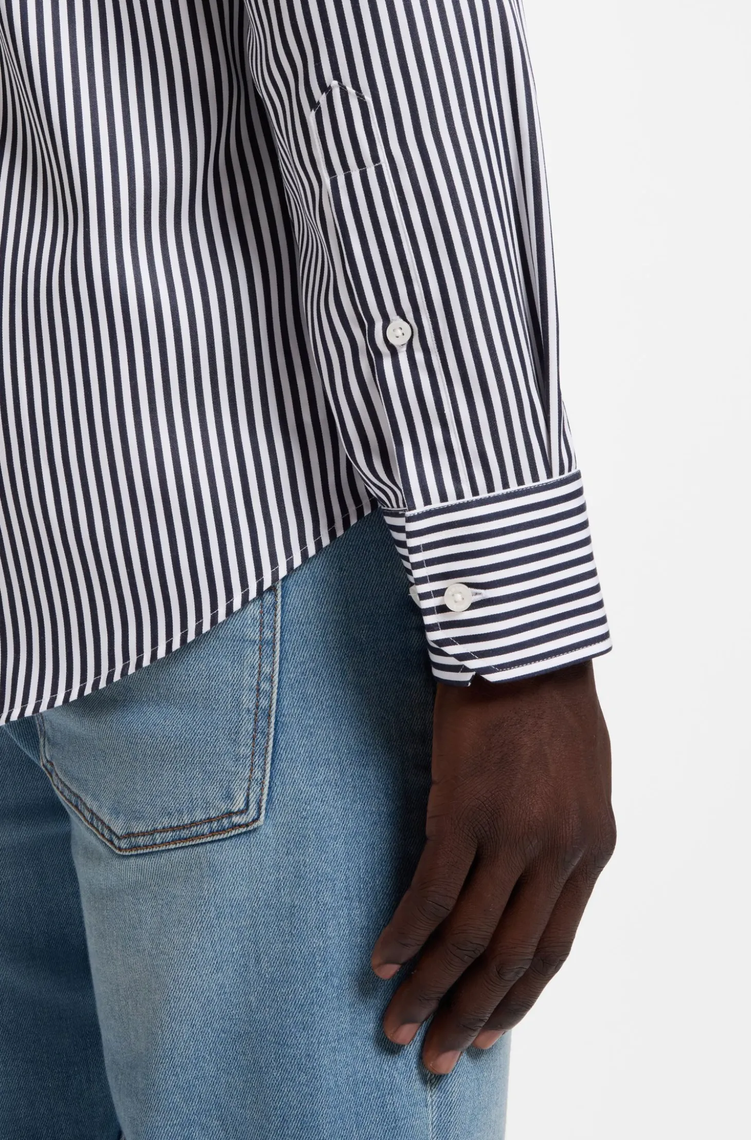 Regular-fit shirt in striped easy-iron cotton