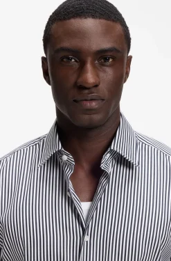 Regular-fit shirt in striped easy-iron cotton