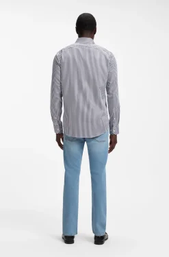 Regular-fit shirt in striped easy-iron cotton