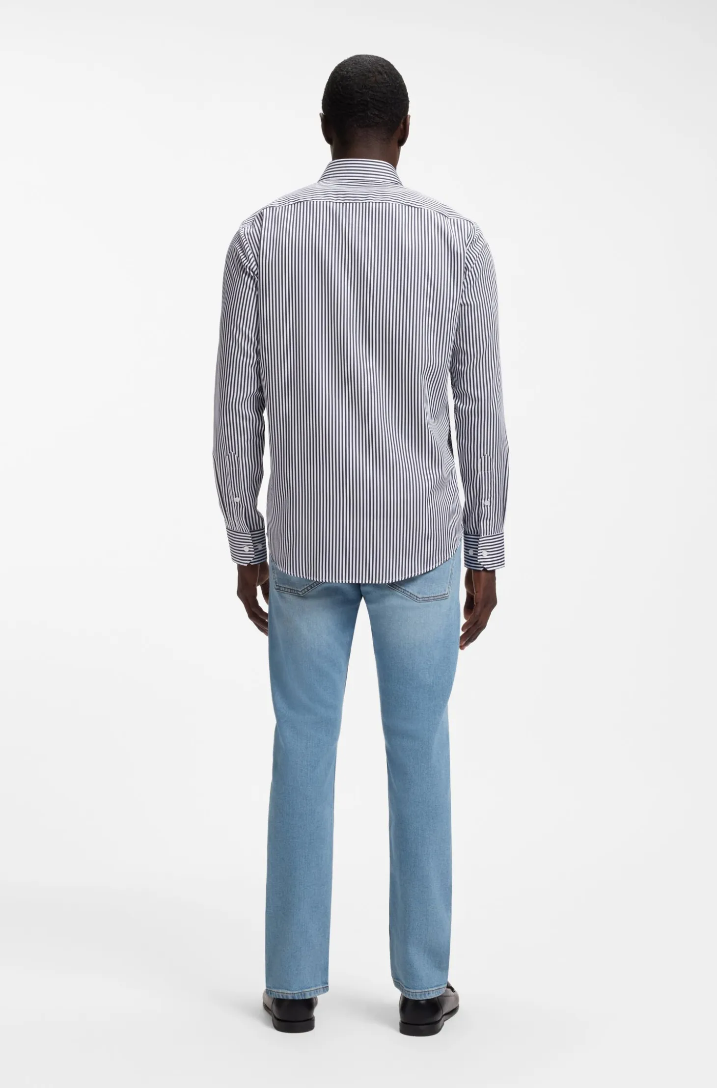 Regular-fit shirt in striped easy-iron cotton