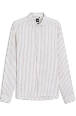 Regular-fit shirt in striped linen