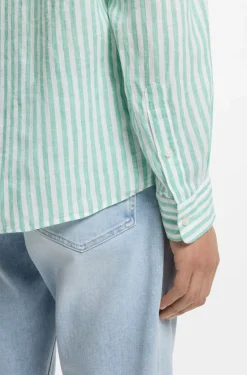 Regular-fit shirt in striped linen