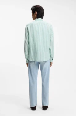 Regular-fit shirt in striped linen