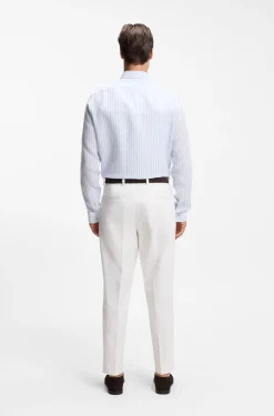 Regular-fit shirt in striped linen
