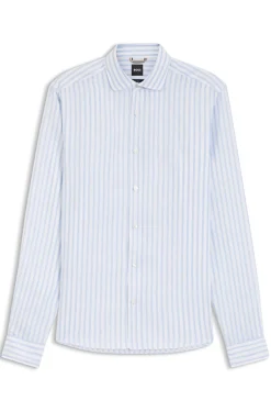 Regular-fit shirt in striped linen