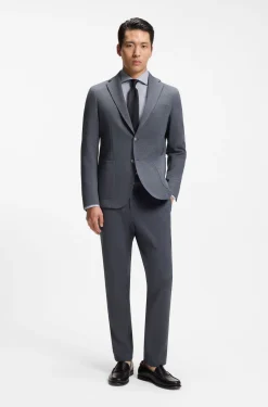 Regular-fit shirt in structured stretch cotton