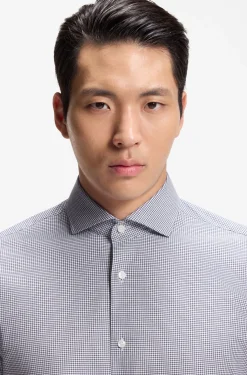Regular-fit shirt in structured stretch cotton