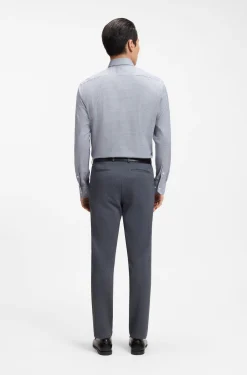 Regular-fit shirt in structured stretch cotton