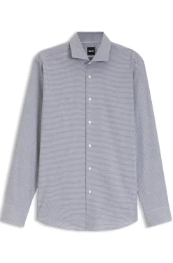 Regular-fit shirt in structured stretch cotton