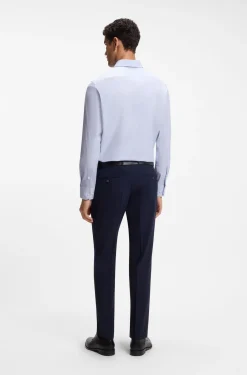 Regular-fit shirt in structured stretch cotton