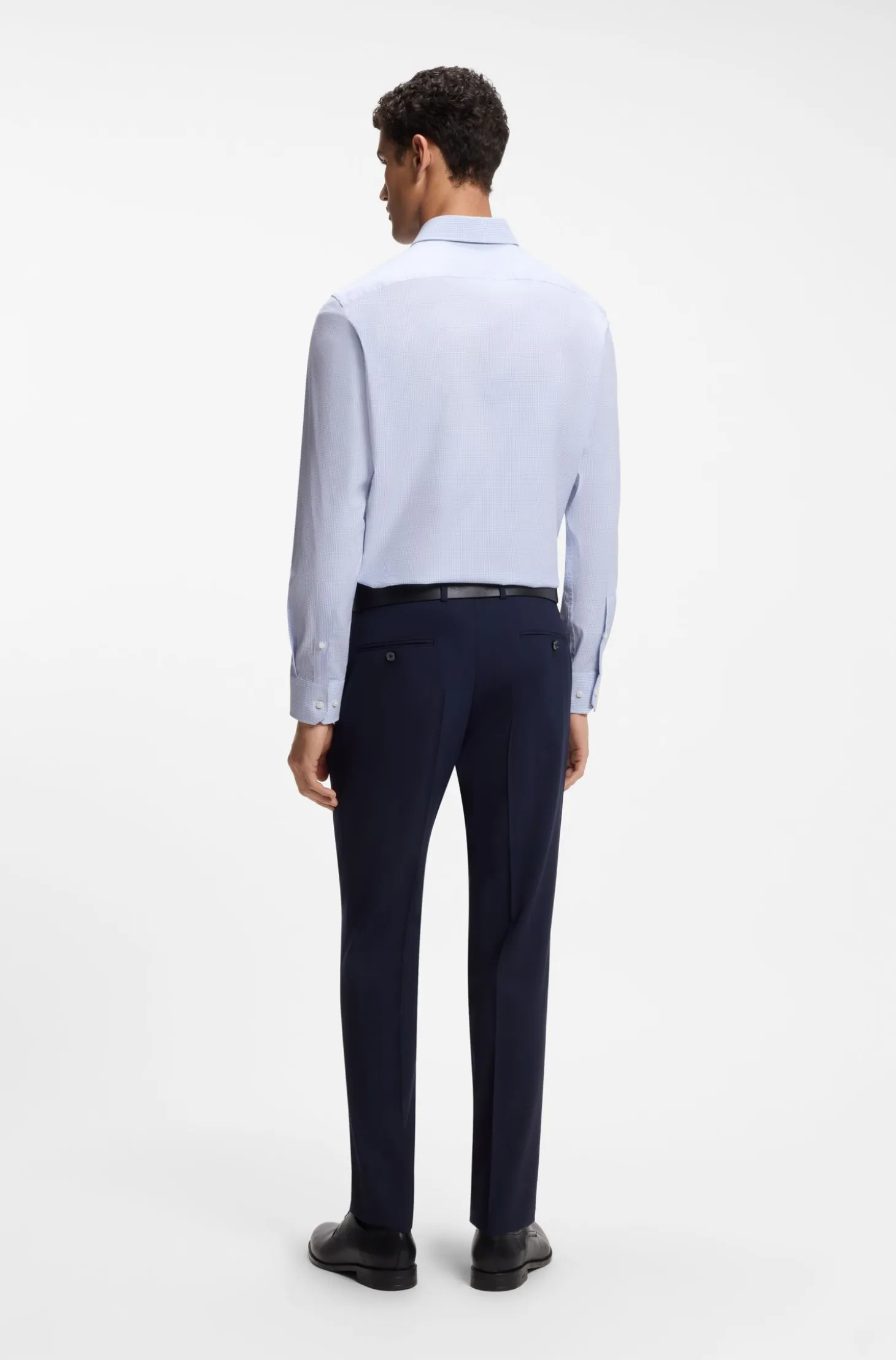 Regular-fit shirt in structured stretch cotton
