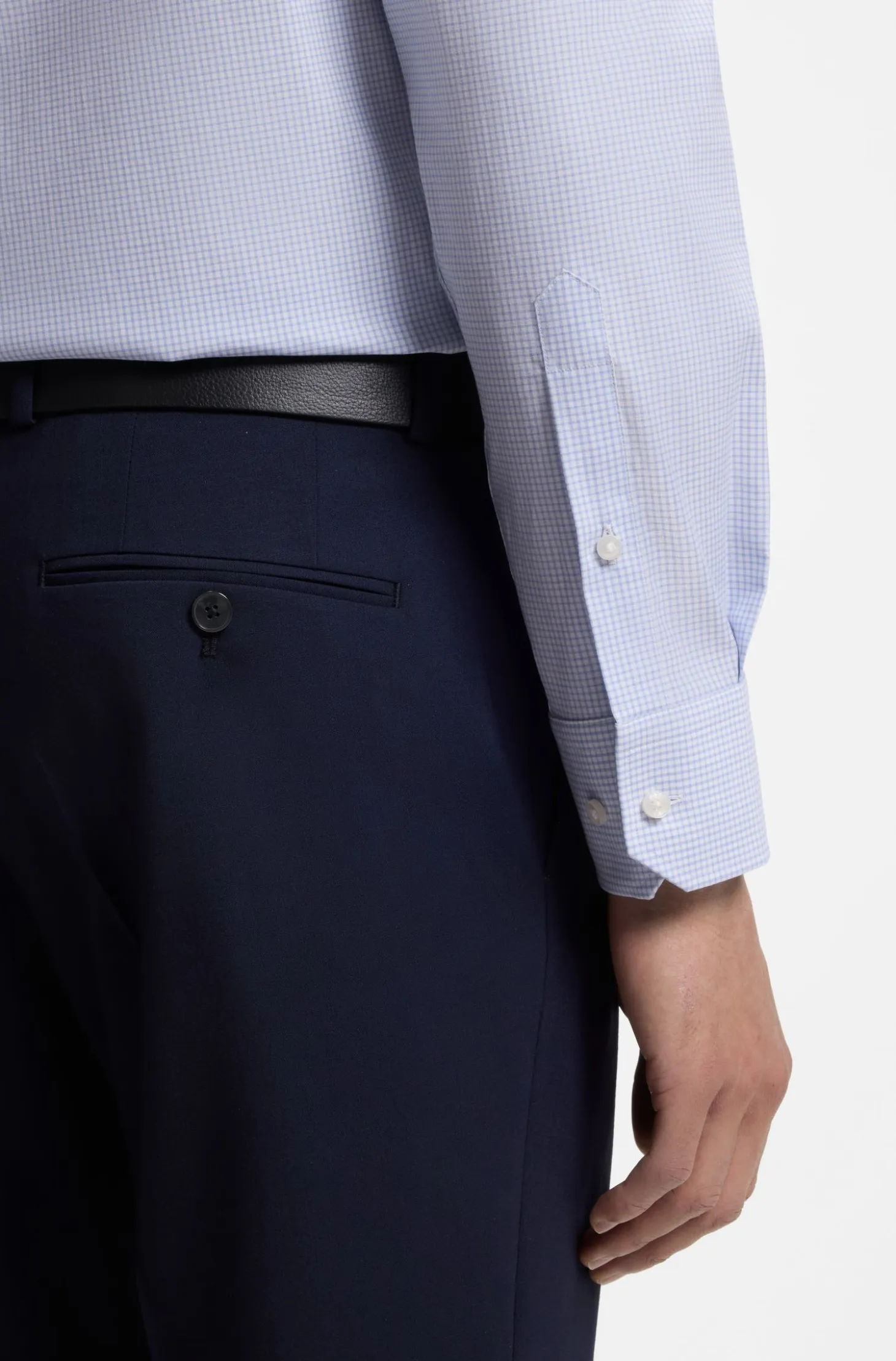 Regular-fit shirt in structured stretch cotton