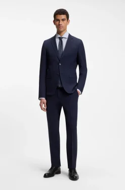 Regular-fit shirt in structured stretch cotton