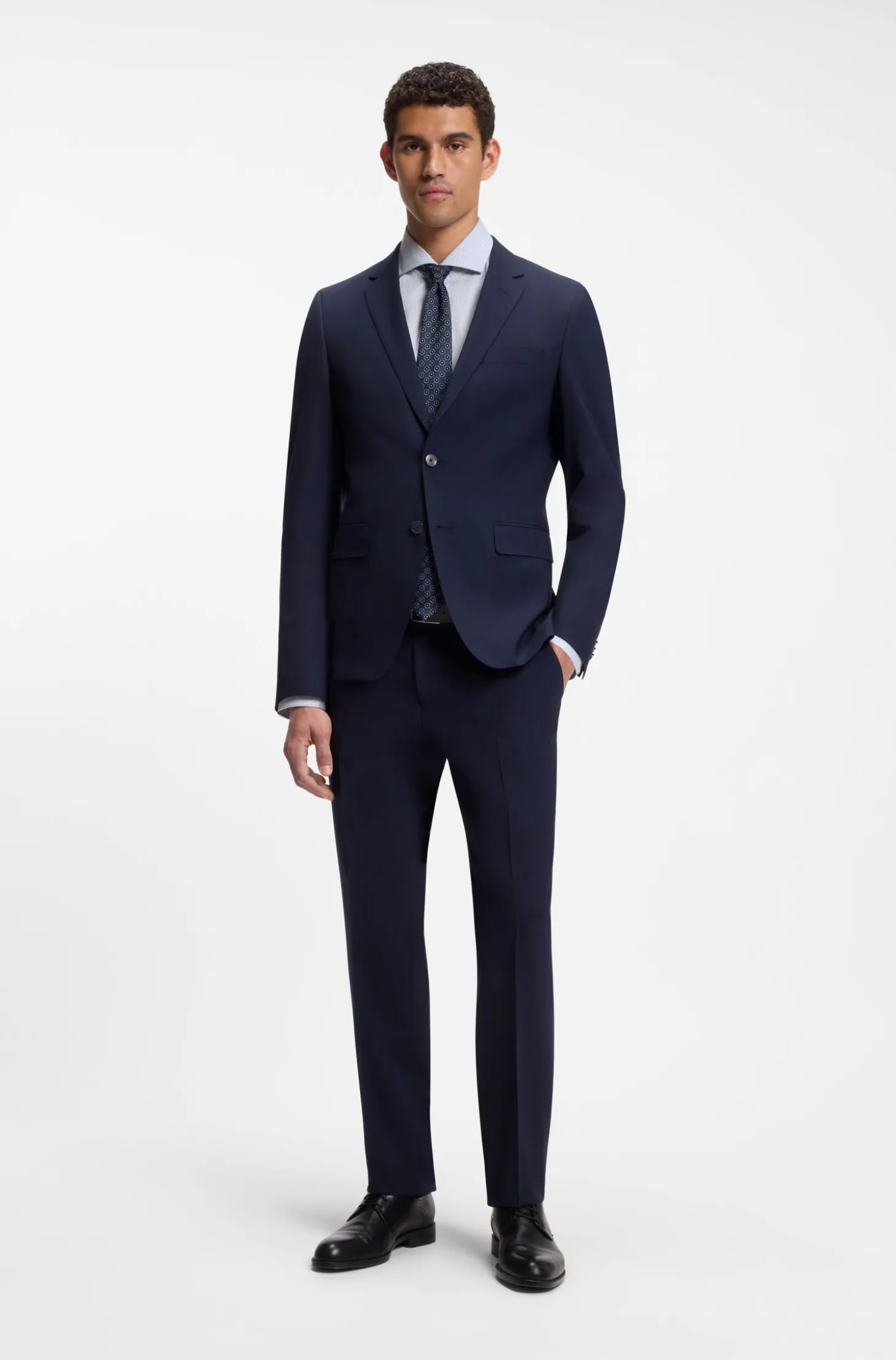 Regular-fit shirt in structured stretch cotton
