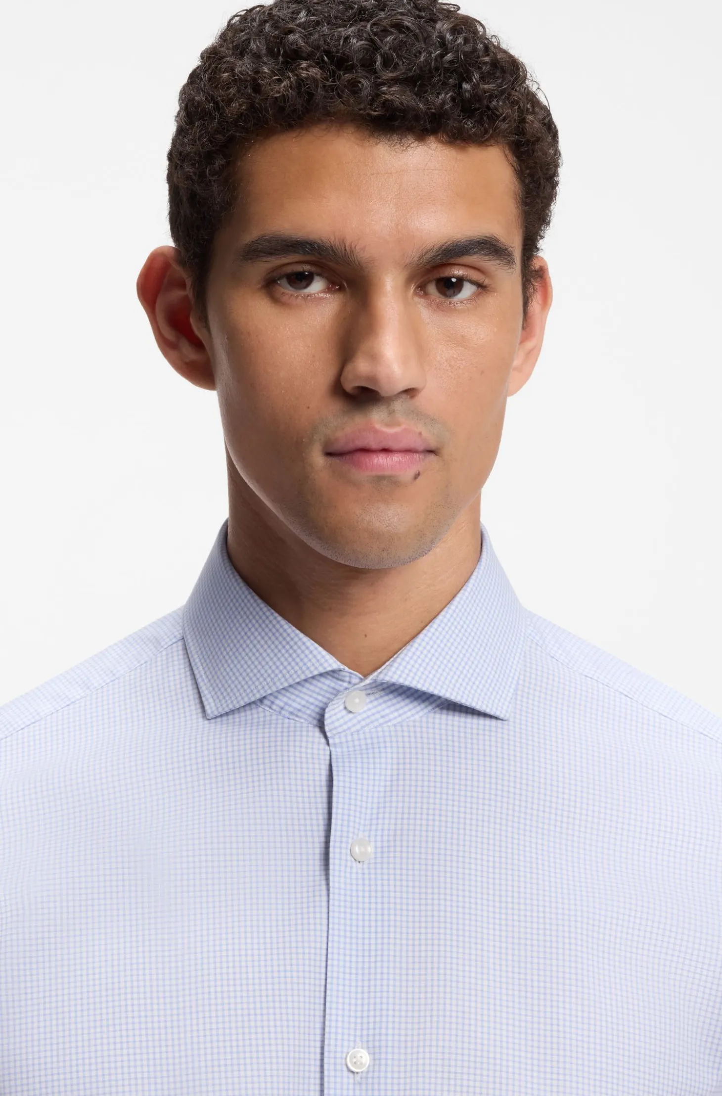 Regular-fit shirt in structured stretch cotton