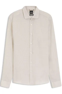 Regular-fit shirt in washed linen