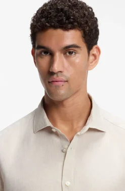 Regular-fit shirt in washed linen