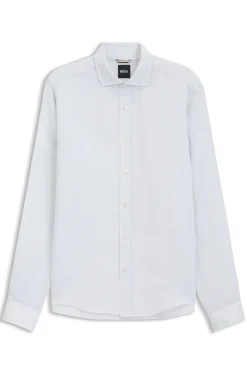 Regular-fit shirt in washed linen