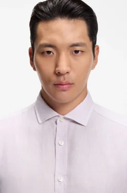 Regular-fit shirt in washed linen