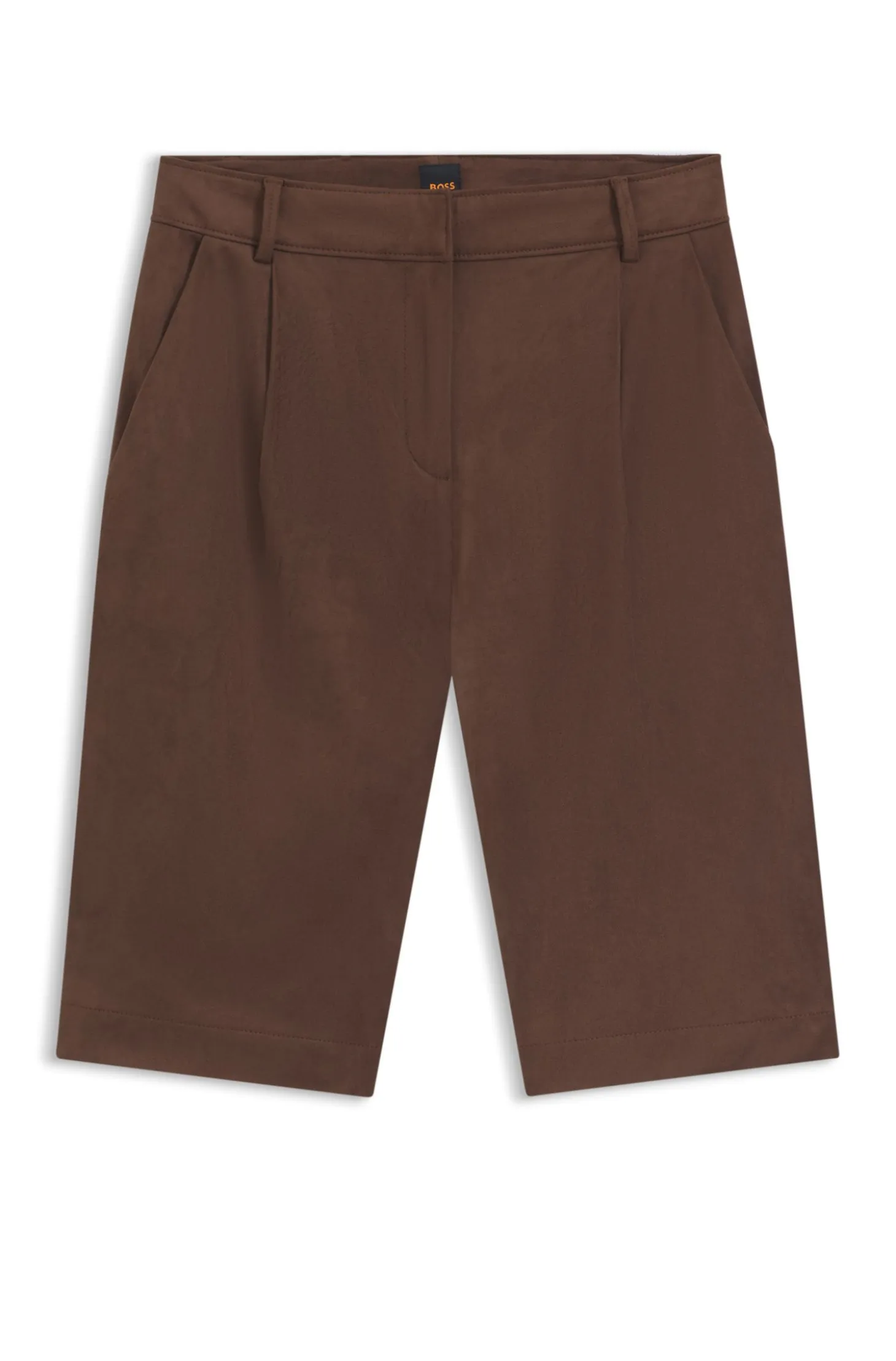 Regular-fit shorts in faux suede with front pleats