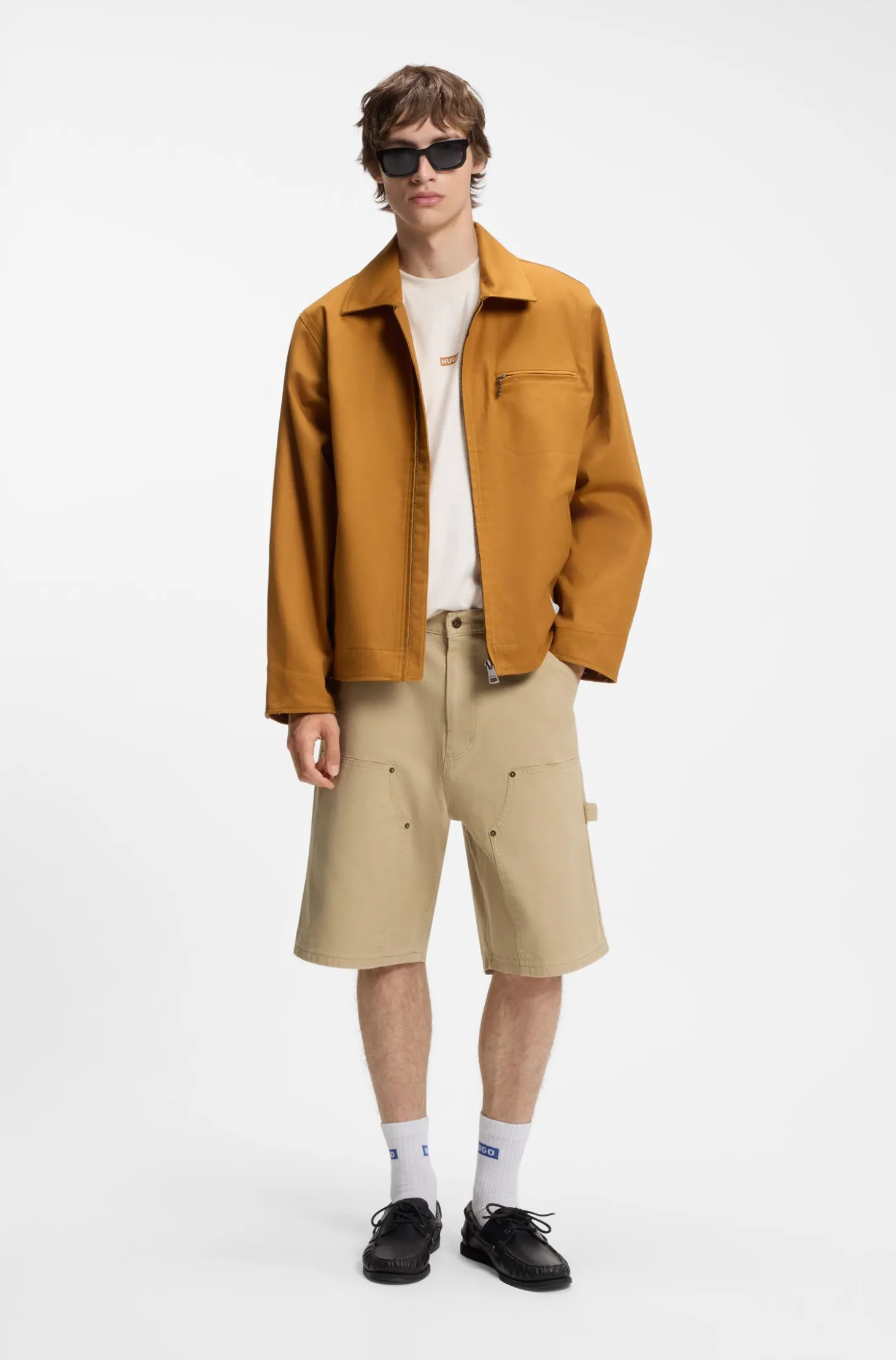 Regular-fit shorts in stretch-cotton canvas