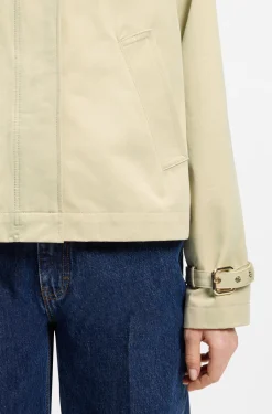 Regular-fit short trench coat in cotton
