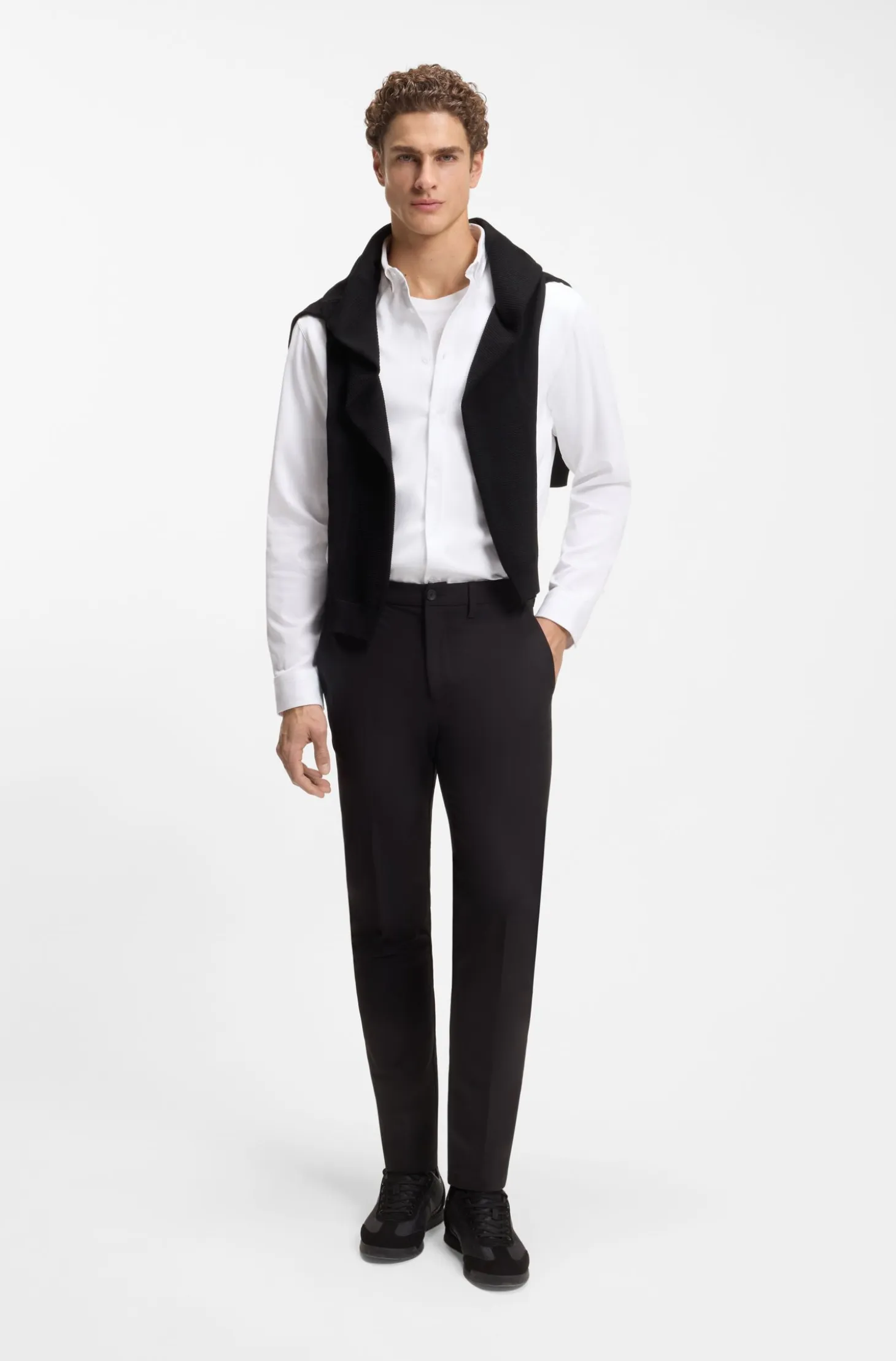 Regular-fit stretch jersey shirt with logo