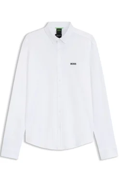 Regular-fit stretch jersey shirt with logo