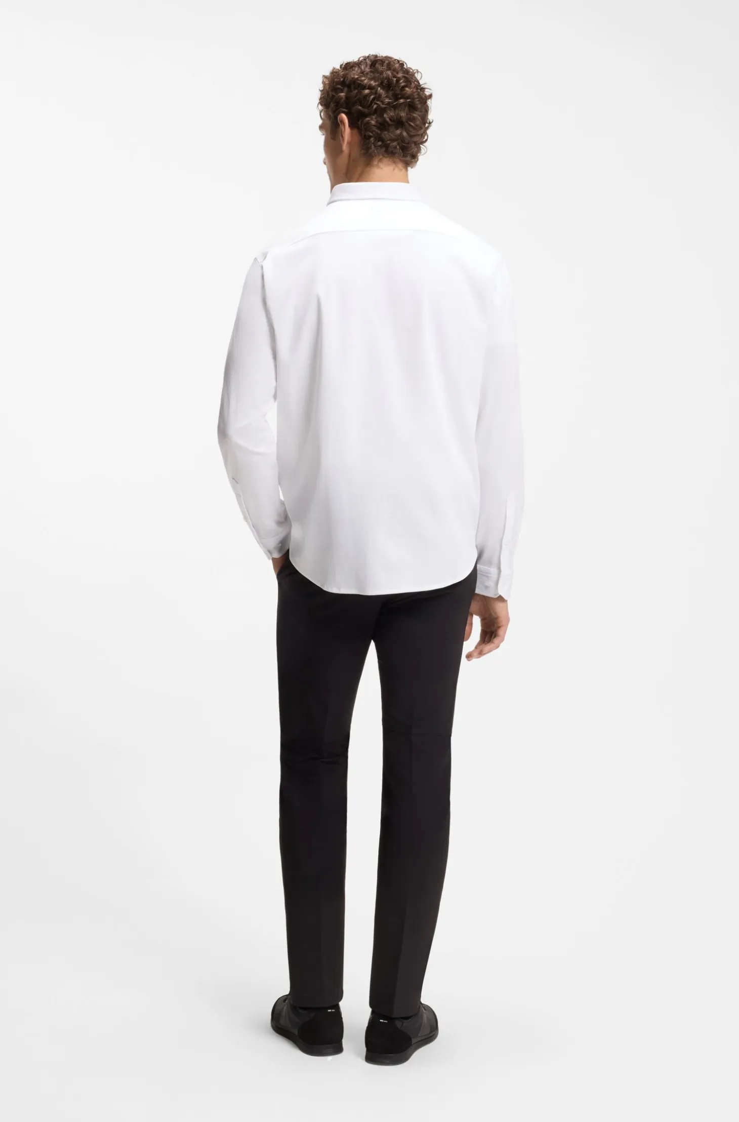 Regular-fit stretch jersey shirt with logo