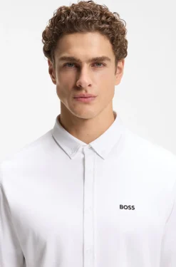 Regular-fit stretch jersey shirt with logo