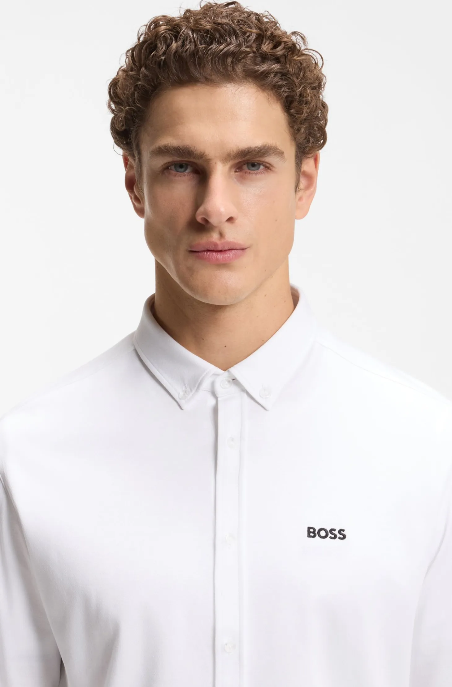 Regular-fit stretch jersey shirt with logo