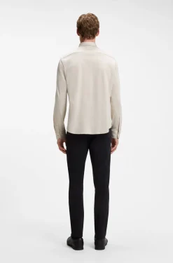 Regular-fit stretch jersey shirt with logo