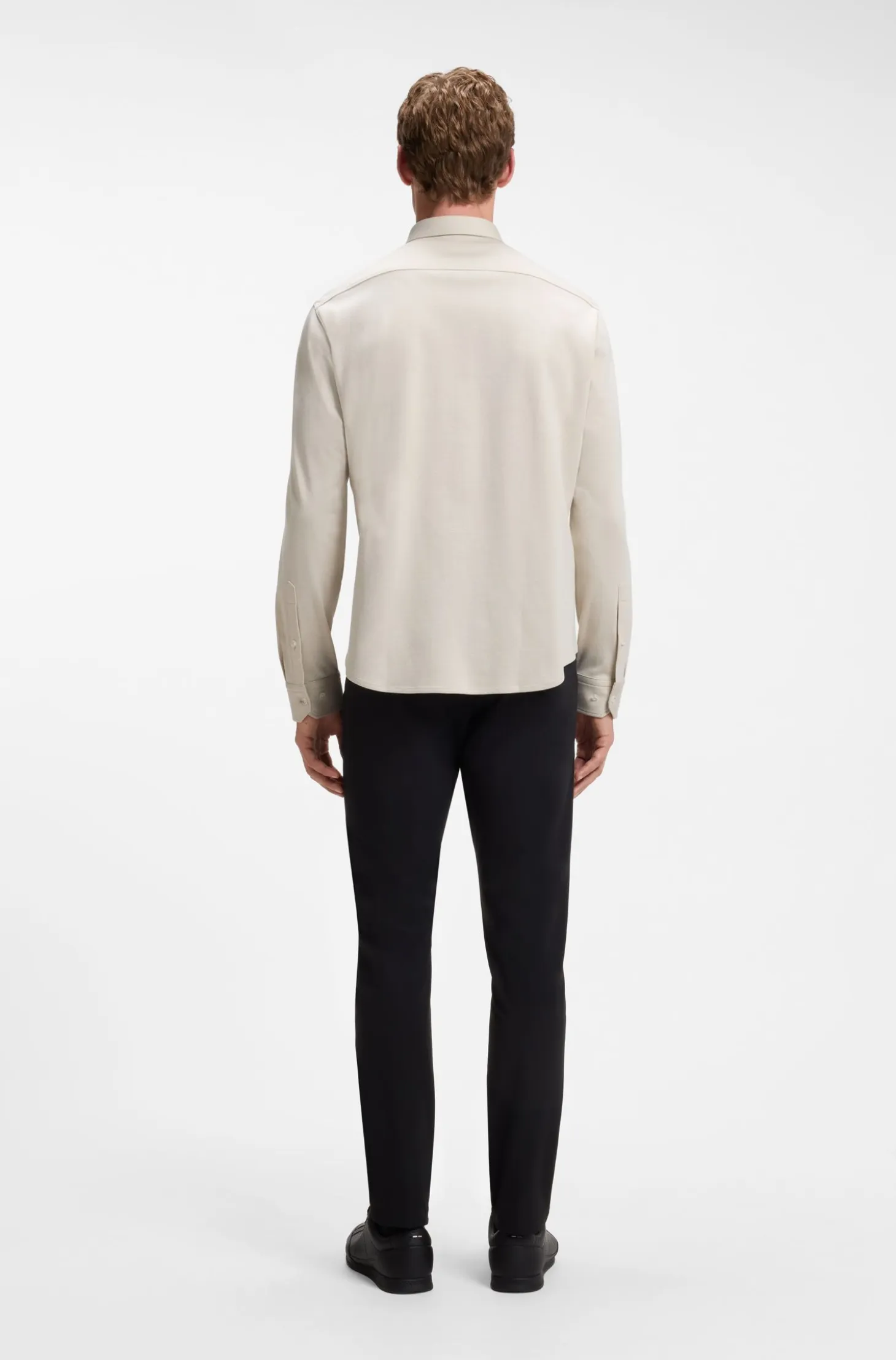 Regular-fit stretch jersey shirt with logo