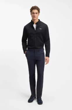 Regular-fit stretch jersey shirt with logo