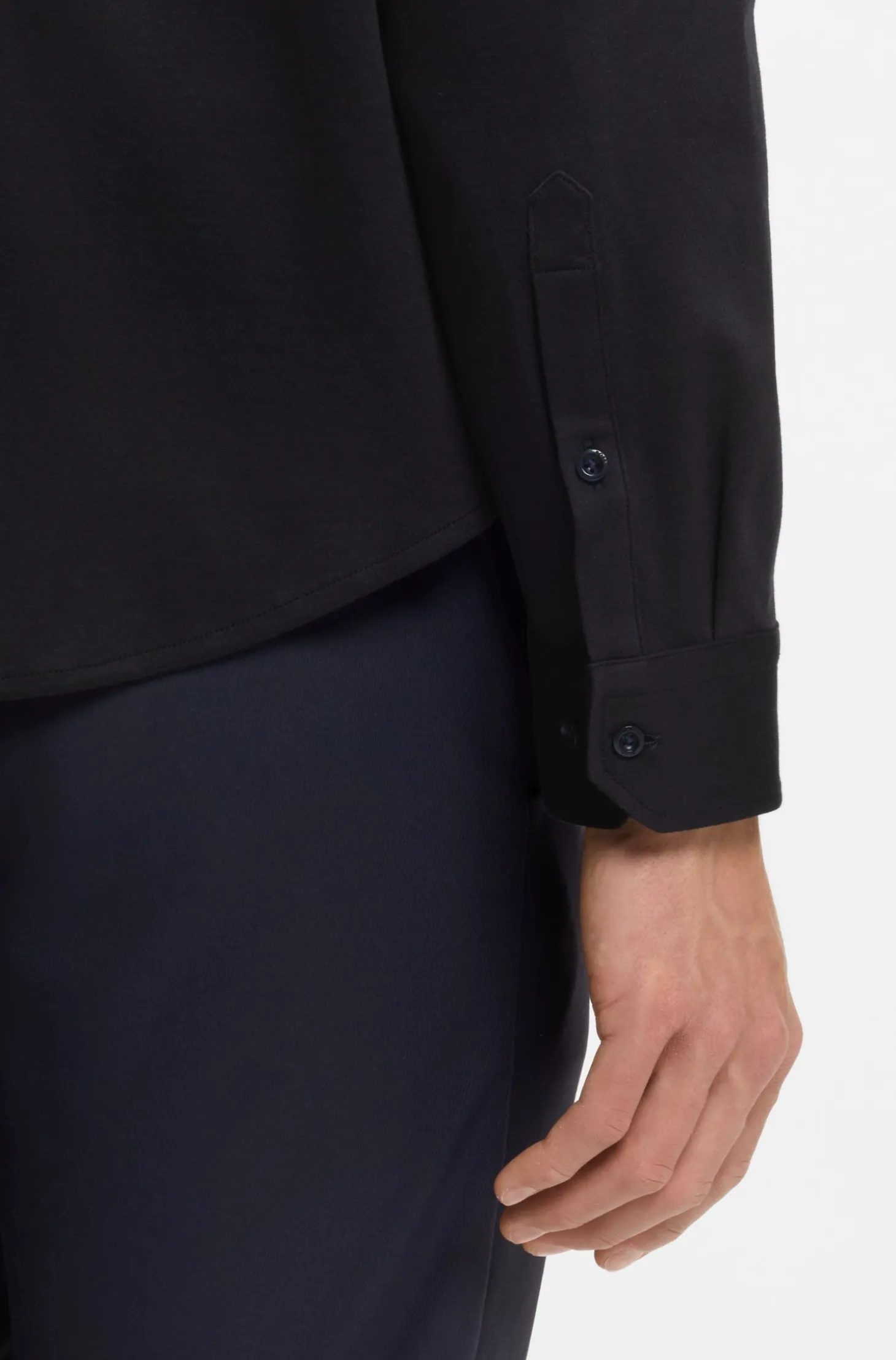 Regular-fit stretch jersey shirt with logo